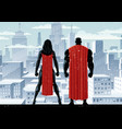 superhero couple watch winter vector image vector image