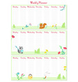 weekly planner template with cute animals vector image vector image