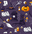 halloween doodle image set on violet background vector image