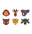 savanna animals cartoon head vector image