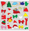 set doodle christmas objects vector image