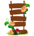 wooden banner with flower vector image