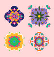 diwali indian rangoli flower set vector image