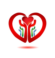 hands holding a heart icon vector image vector image
