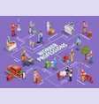 worker professions isometric flowchart vector image vector image