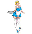 anime waitress girl on white vector image