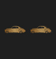 golden classic car silhouette on black background vector image