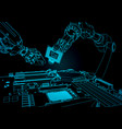 robots assemble a computer vector image