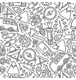 cartoon doodles camping seamless pattern vector image vector image