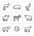 animals of the australian continent icons set vector image