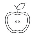 half apple thin line icon food and fruit fresh vector image