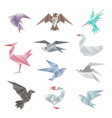 origami bird set 3d abstract paper flying birds vector image