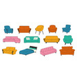 trendy furniture doodle comfort couch house vector image