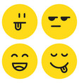 yummy emoticon with happy smile and tongue vector image vector image
