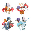 four baseball inventory compositions vector image vector image