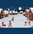 kids playing in a winter wonderland vector image vector image