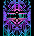 art deco vintage pattern in bright neon colors vector image