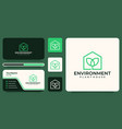 creative building with flower logo design in line vector image vector image