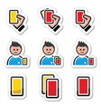 football or soccer yellow and red card icons set vector image