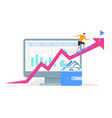 man climbing to flag target pink crooked arrow vector image