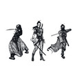 ninja characters wearing mask in fighting pose vector image