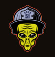 alien head in firefighter helmet character vector image