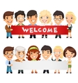 teachers presenting empty horizontal banner vector image vector image