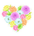 decorative heart with delicate flowers object vector image