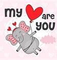 valentine elephant flies on balloon vector image vector image