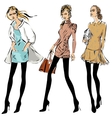 fashion models in sketch style fall winter vector image vector image