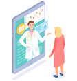 patient on online consultations with therapist vector image