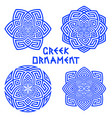 set of blue design elements with greek motifs vector image