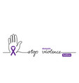 stop domestic violence hotline hand and violet vector image
