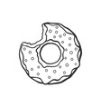 doodle bitten donut with glaze and powder vector image vector image