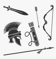 element set ancient weapon and armor vector image