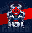 red devil gamer mascot character e-sport logo vector image vector image