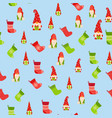 christmas seamless pattern with gnomes vector image
