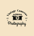 photography logo vintage old camera label vector image