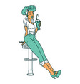 tattoo style icon a pinup girl drinking vector image vector image