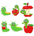 Cute green caterpillar cartoon Royalty Free Vector Image