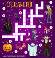 halloween crossword grid puzzle game with monsters vector image vector image