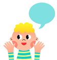 happy cartoon boy with speak bubble vector image