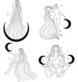 contour woman in yoga pose for meditation vector image