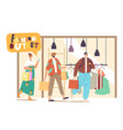 cheerful people with shopping bags purchasing vector image