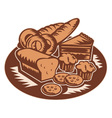bakery products pastry bread pie cake vector image vector image