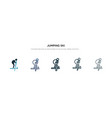 jumping ski icon in different style two colored vector image