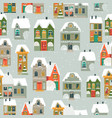 seamless pattern with cartoon little town vector image vector image
