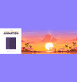 parallax background with sea landscape at sunset vector image