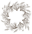 wreath wild herbal flowers hand drawn vector image vector image