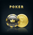 golden coin and casino chip realistic gambling vector image vector image